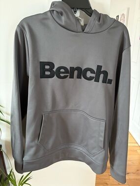 Bench Men's Charcoal Gray Hoodie with Black Logo